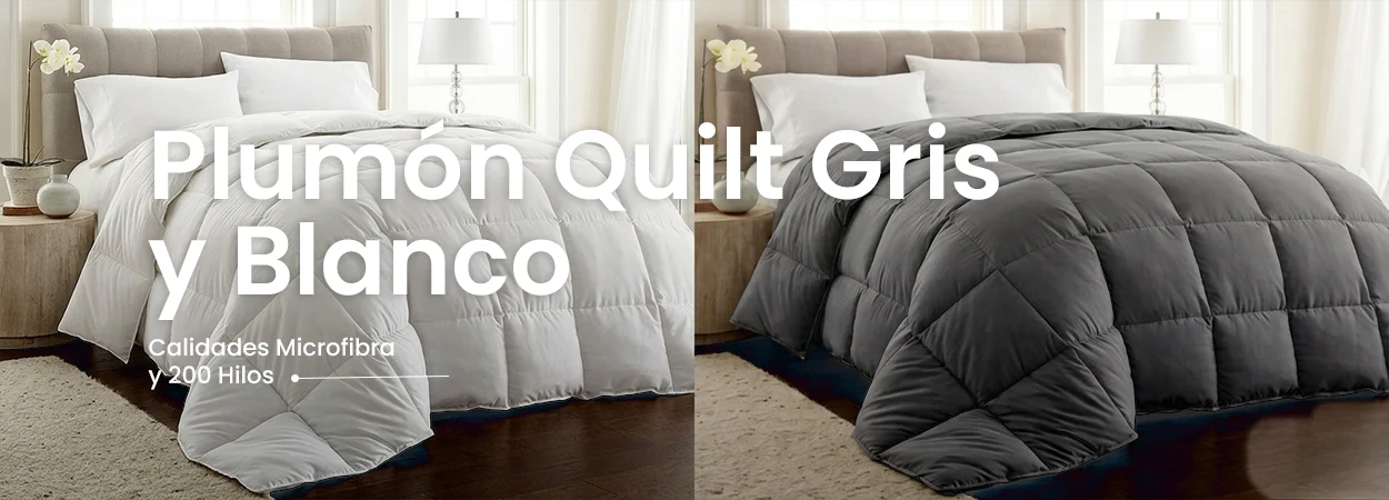 Plumón Quilt blanco y gris Kalindi